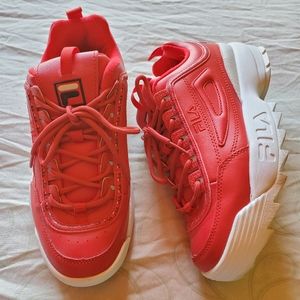Red Fila Disruptors (women's)